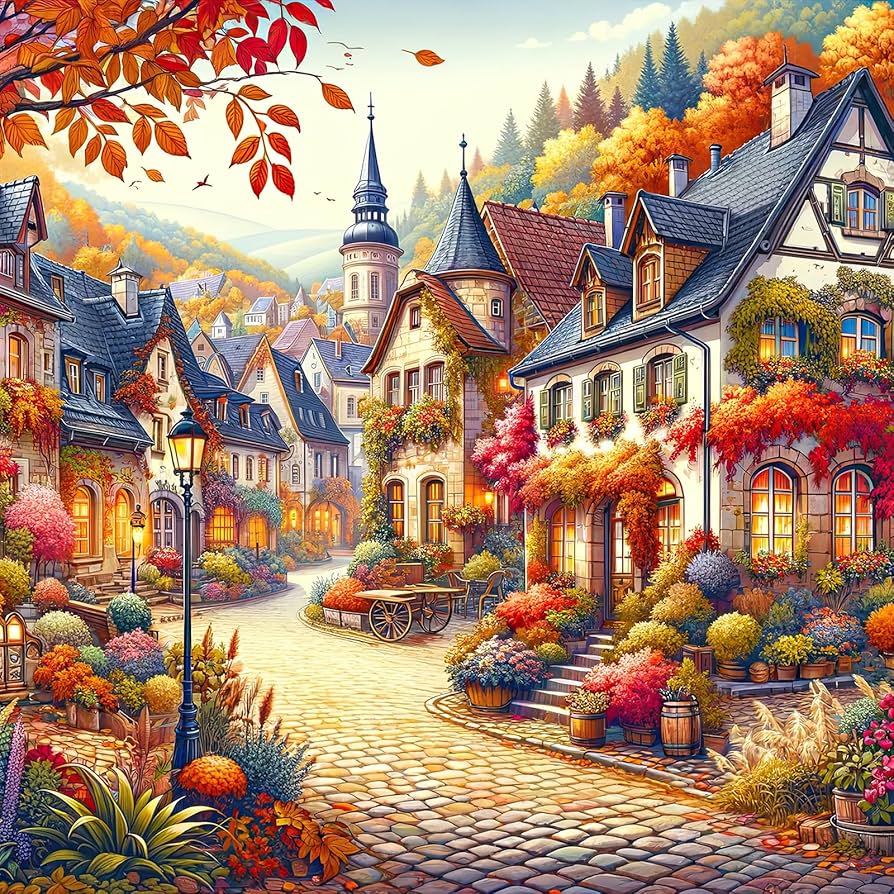 Amazon | 大人用ジグソーパズル1024ピース、Town in Autumn